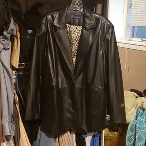 Susan Graver Faux Leather Blazer